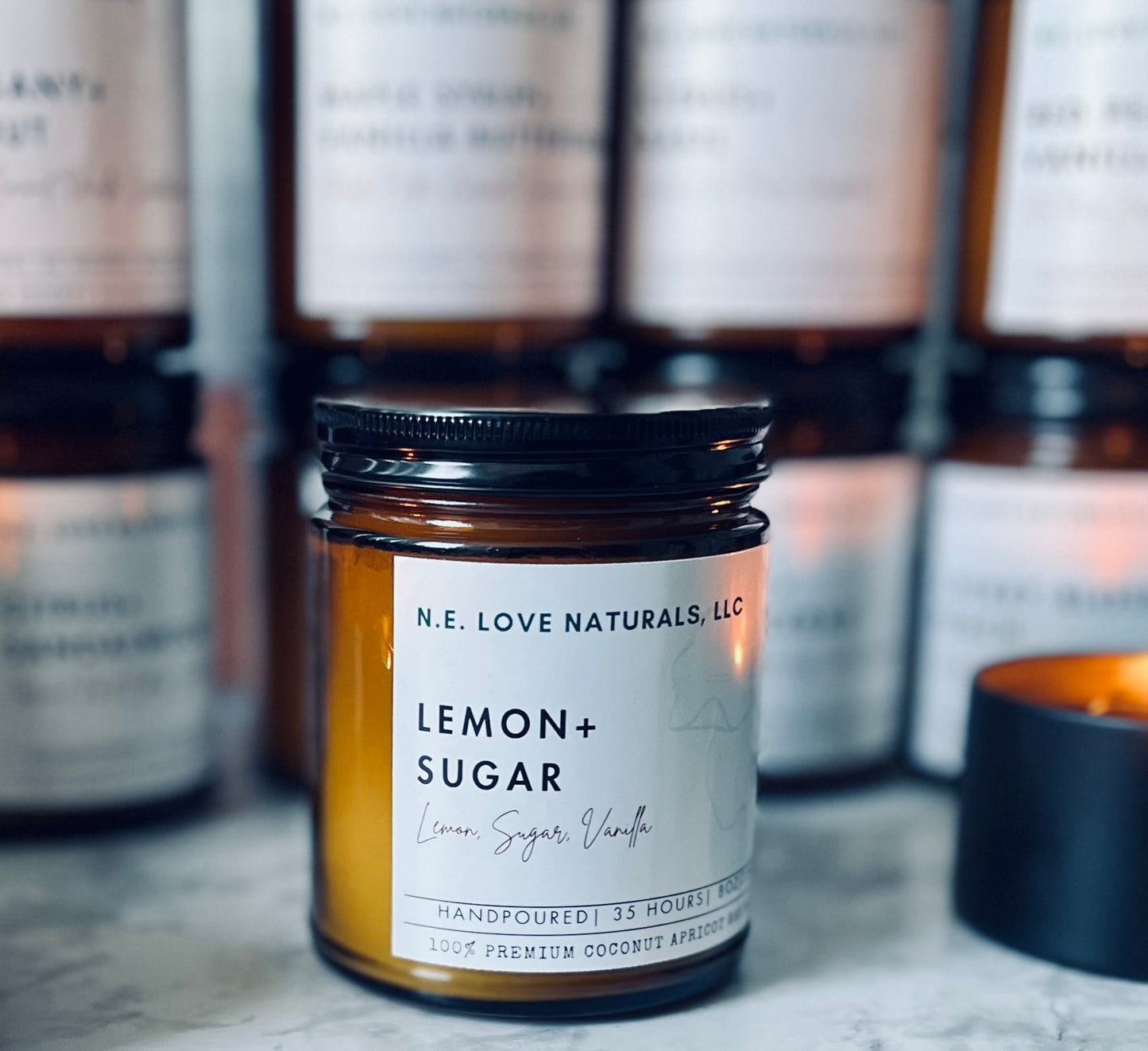 Lemon+ Sugar Luxury |Coconut Apricot Soy Candle in Amber Glass Jar