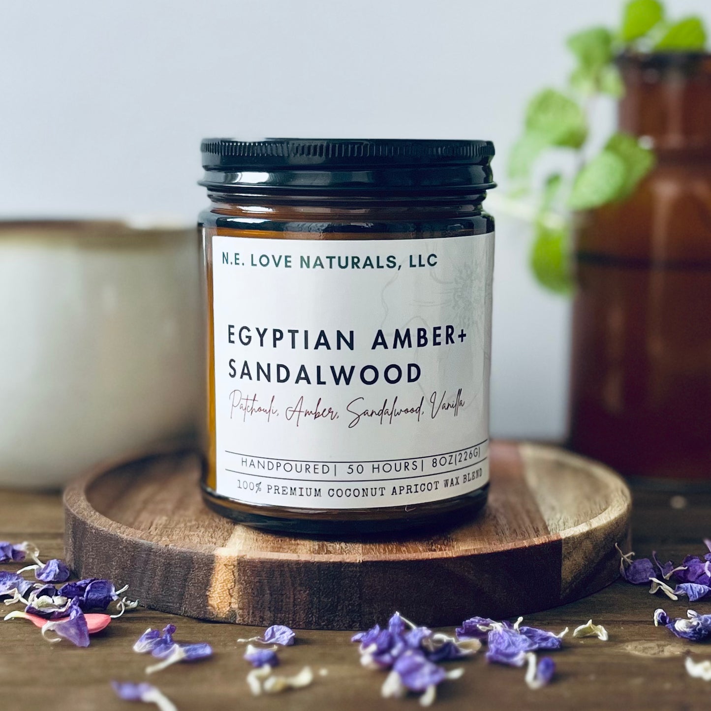 Egyptian Amber+ Sandalwood |Coconut Apricot Soy Candle in Amber Glass Jar