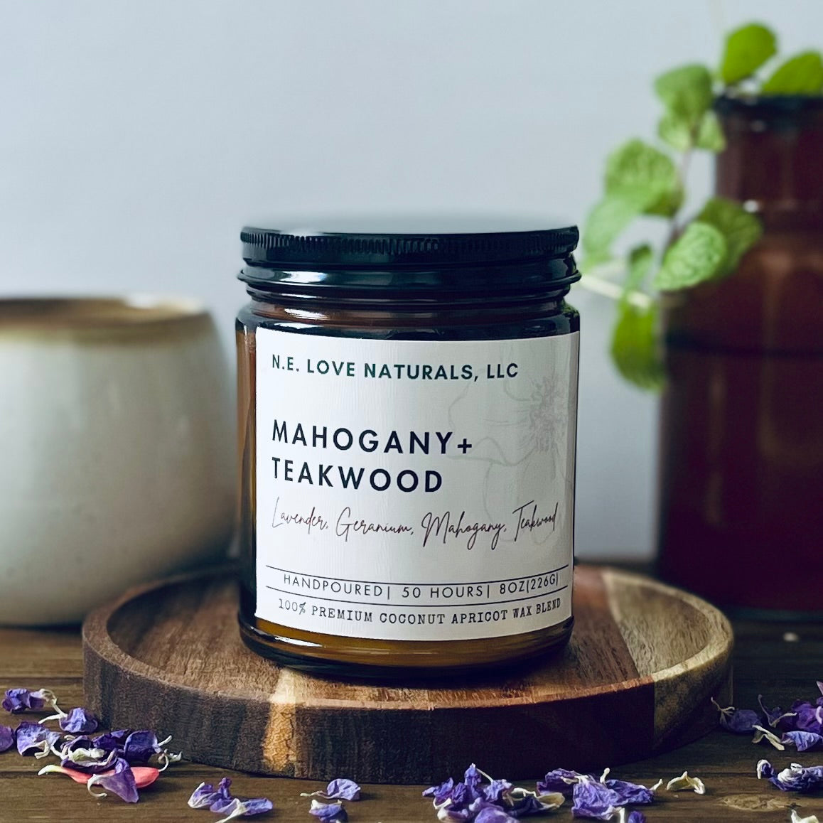 Mahogany +Teakwood|Coconut Apricot Soy Candle in Amber Glass Jar