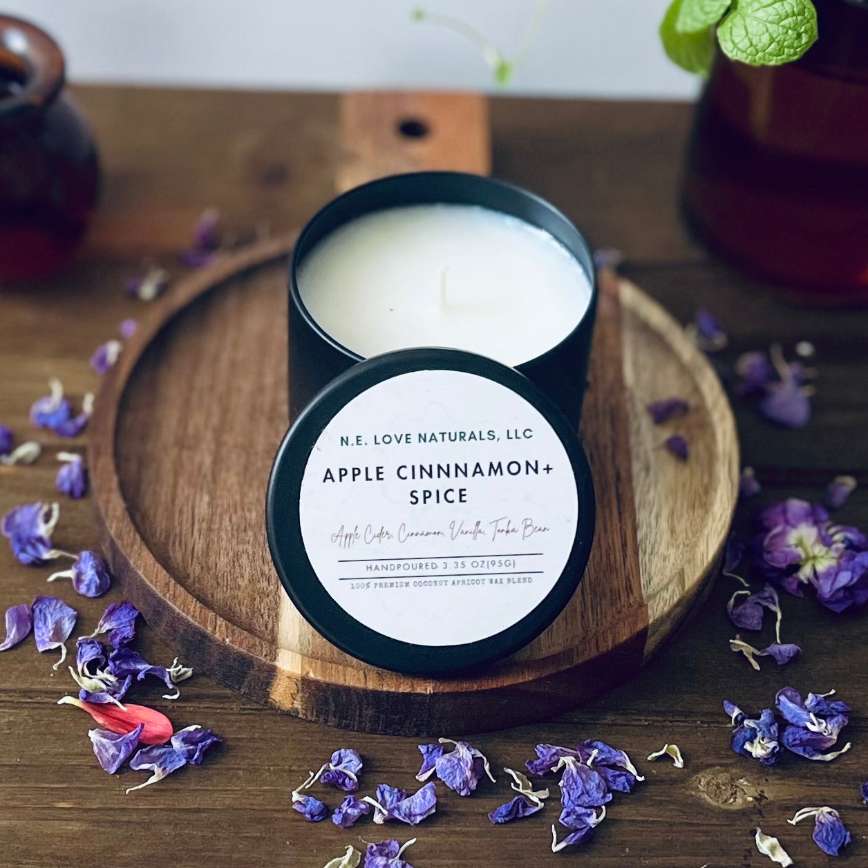 Apple Cinnamon+ Spice |Coconut Apricot Soy Candle in Travel Tin