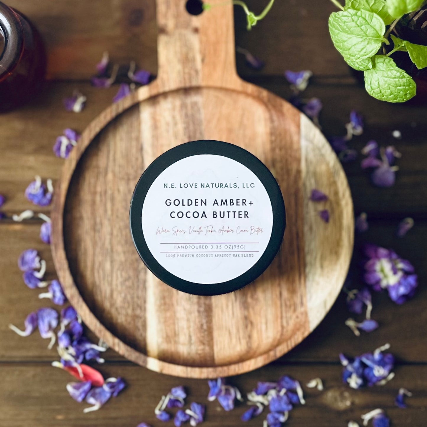 Golden Amber + Cocoa Butter |Coconut Apricot Soy Candle in Travel Tin