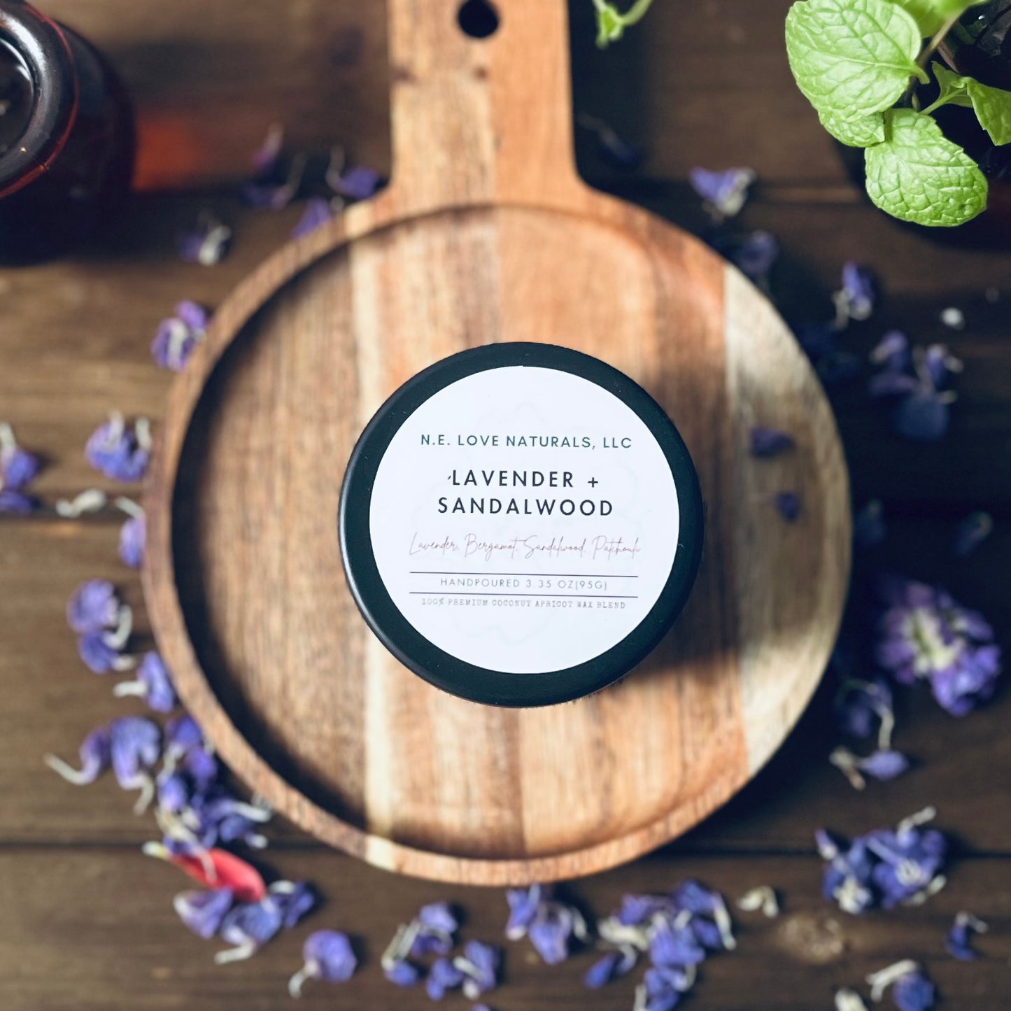 Lavender+ Sandalwood |Coconut Apricot Soy Candle in Travel Tin
