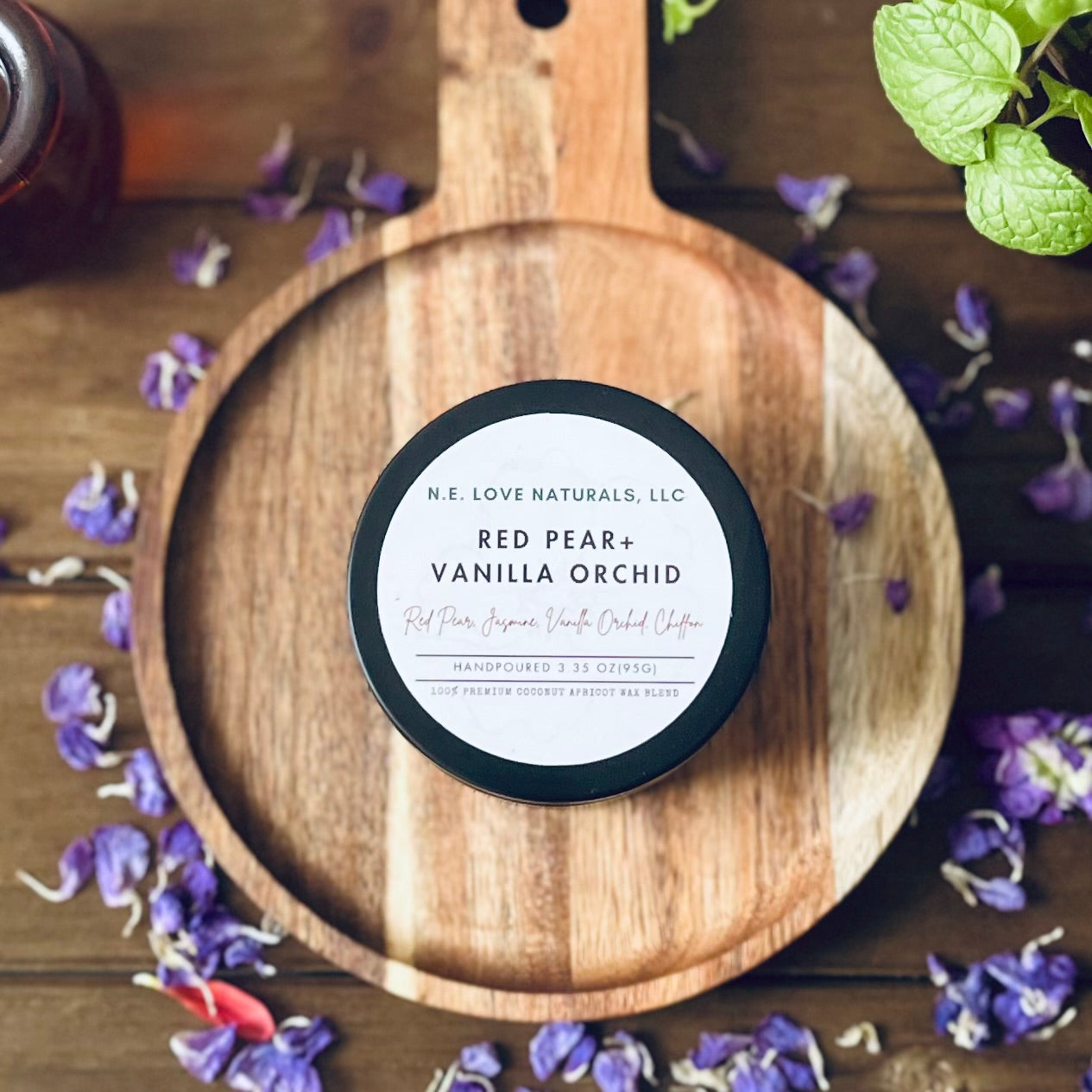 Red Pear+ Vanilla Orchid | Coconut Apricot Soy Wax Candle in Travel Tin
