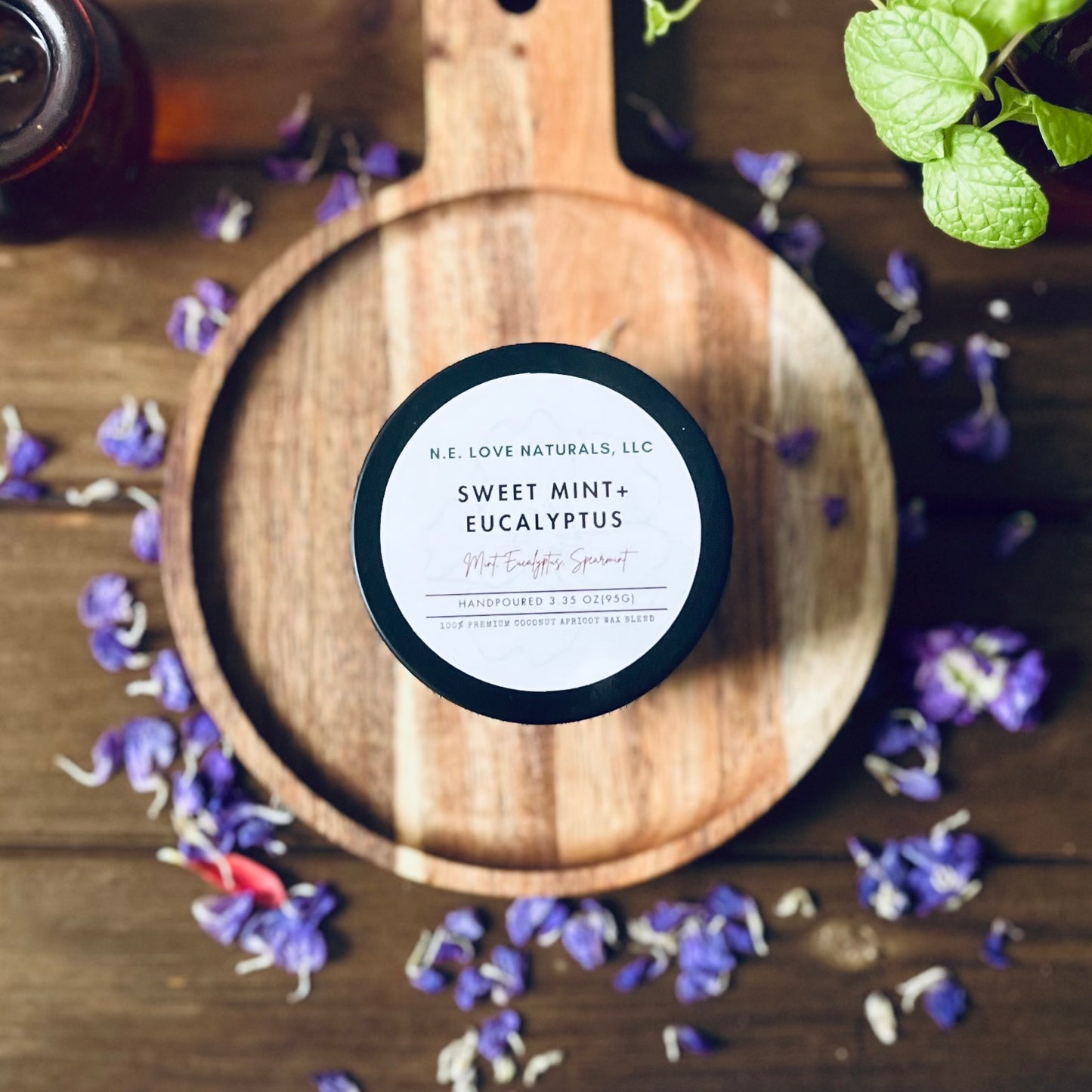 Sweet Mint+ Eucalyptus| Coconut Apricot Soy Wax Candle in Travel Tin