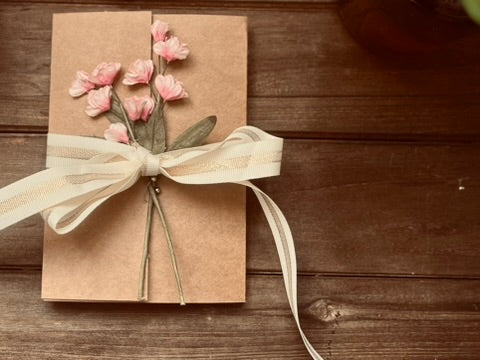 Deluxe Customizable Four-Bar Greeting Card| Gold Foil Text| Kraft Gate-Fold Cover