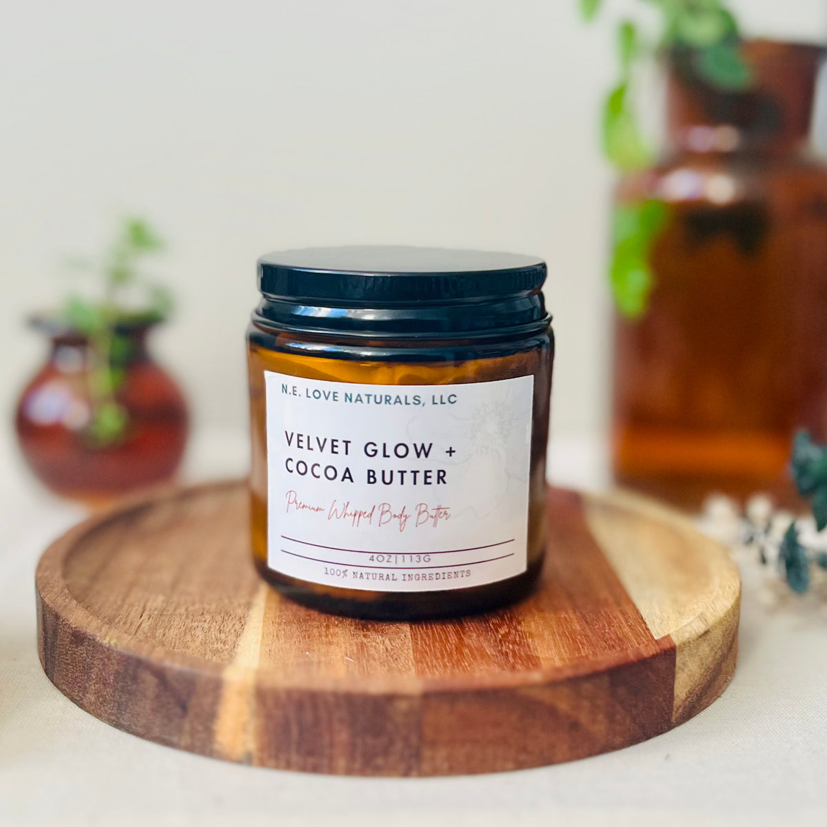 Velvet Glow Cocoa Body Butter | Deep Moisture & Silky Skin | Amber Glass Jar