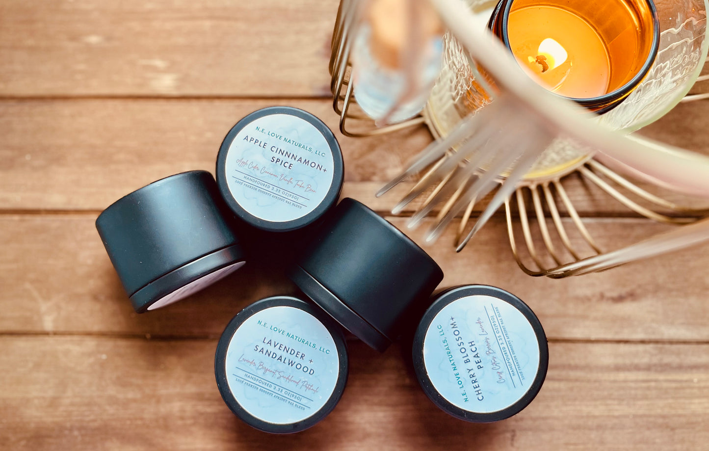 Red Pear+ Vanilla Orchid | Coconut Apricot Soy Wax Candle in Amber Glass Jar