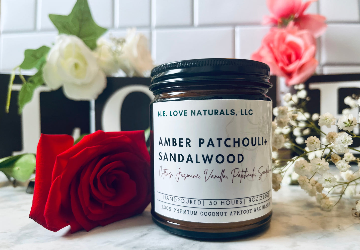 Amber Patchouli + Sandalwood Luxury Scented Candle