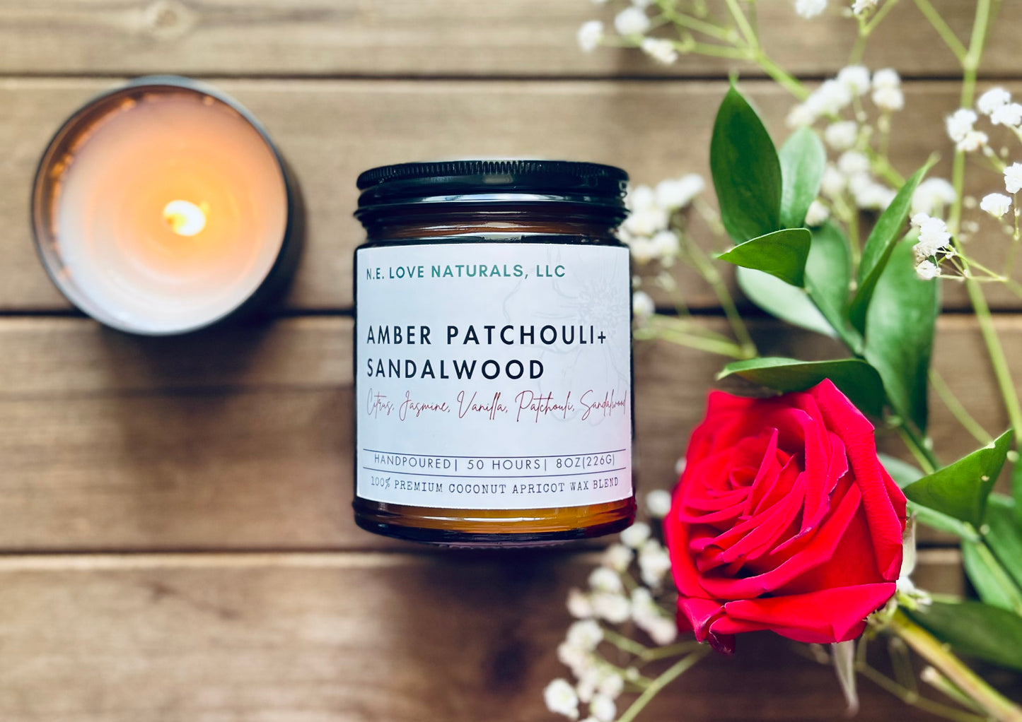 Amber Patchouli + Sandalwood Luxury Scented Candle