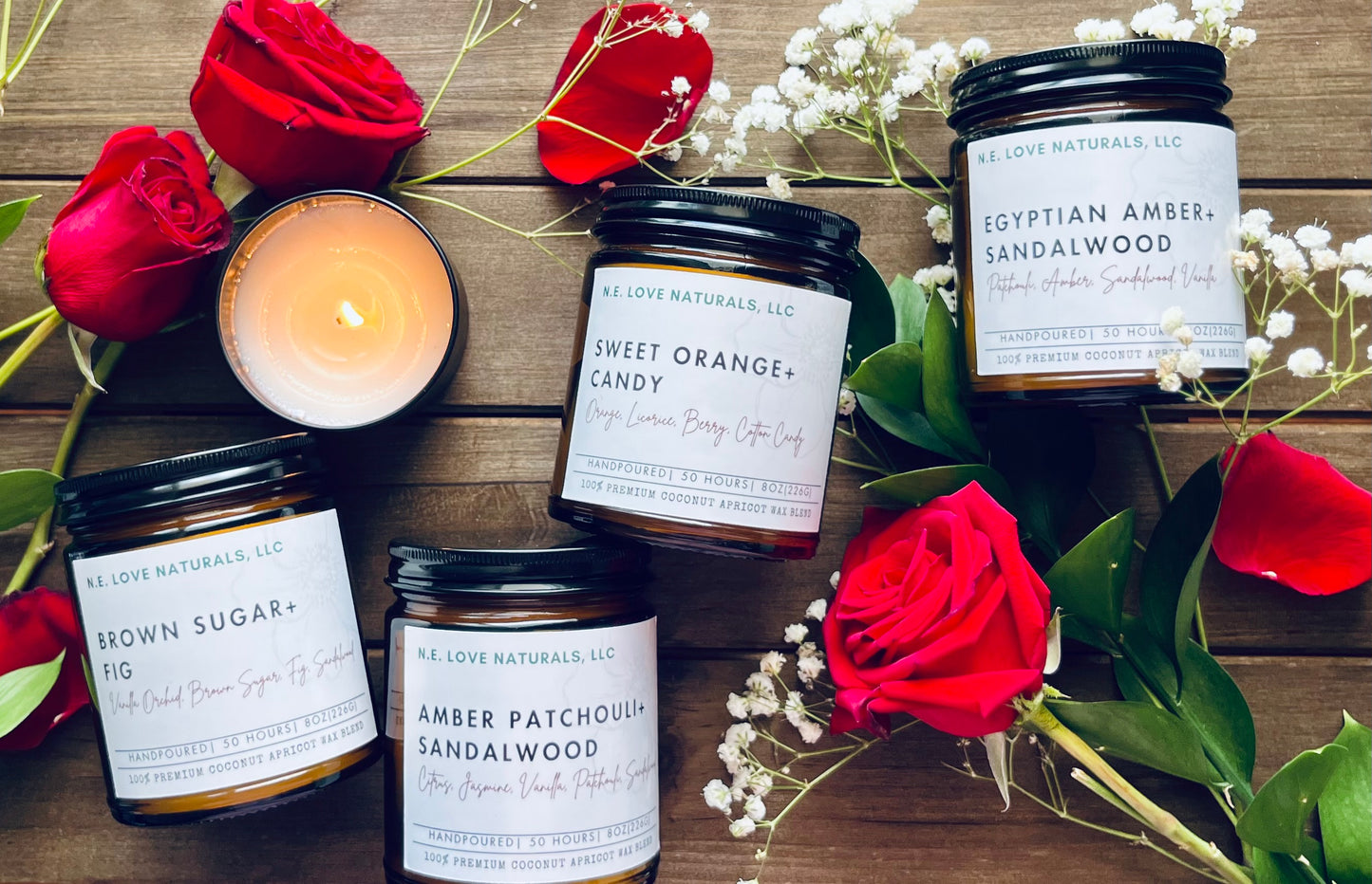 Brown Sugar + Fig |Coconut Apricot Soy Candle in Amber Glass Jar