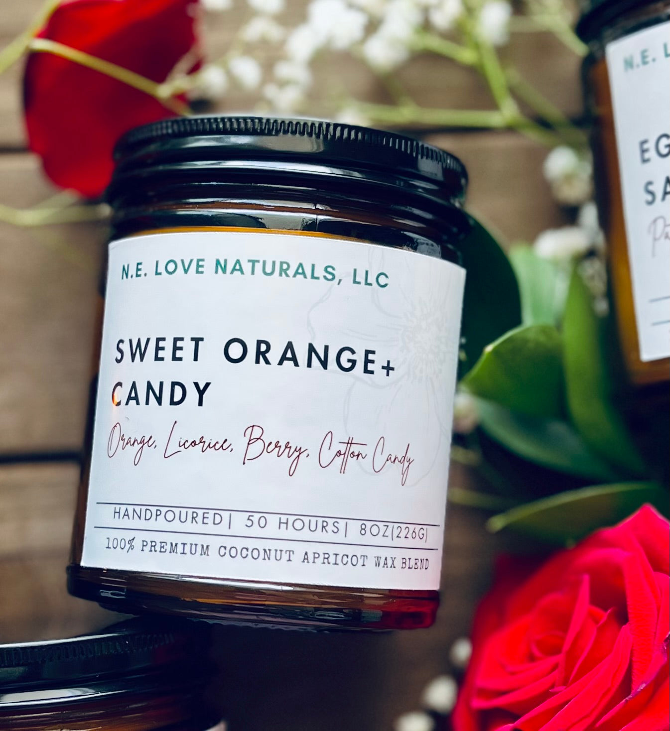 Sweet Orange + Candy| Coconut Apricot Soy Wax in Amber Glass Jar