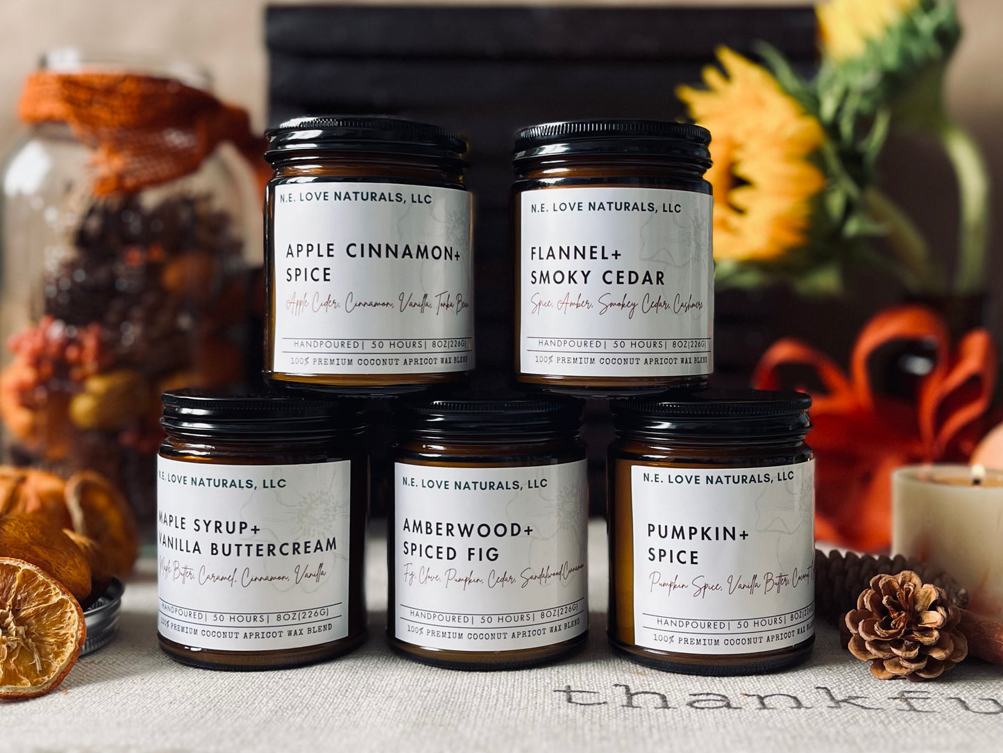 Amberwood+ Spiced Fig |Coconut Apricot Soy Candle in Amber Glass Jar| Large