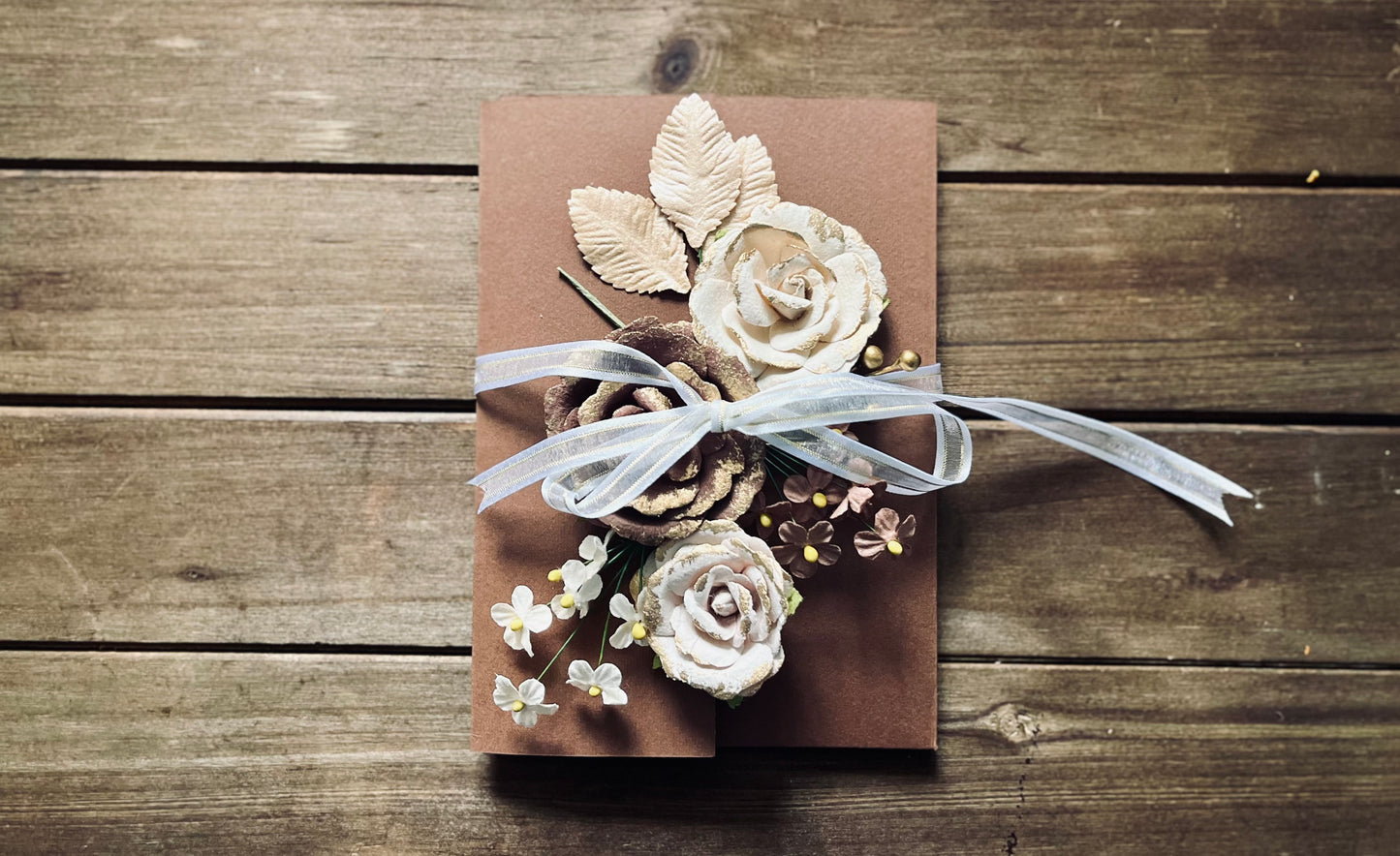 Deluxe Chocolate Brown Greeting Card|  Tri- Fold| Personal Greeting with Insert Card