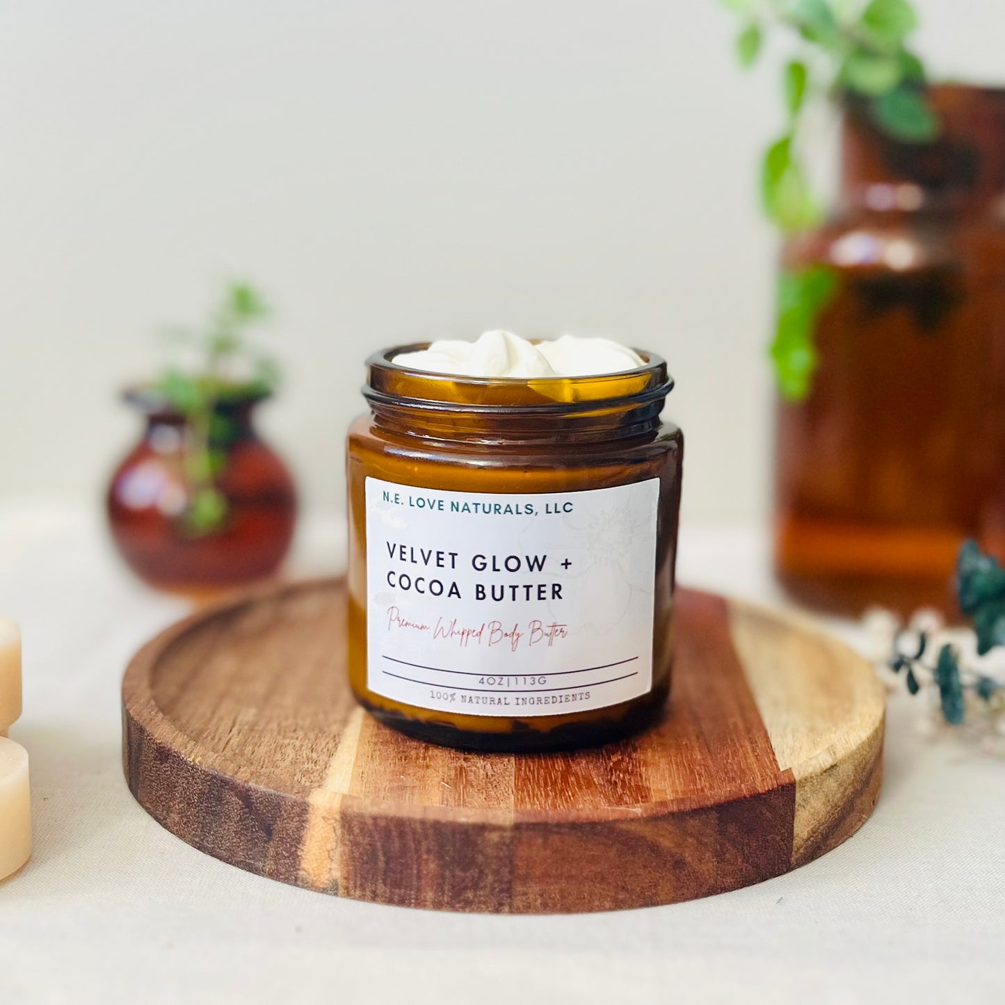 Velvet Glow Cocoa Body Butter | Deep Moisture & Silky Skin | Amber Glass Jar