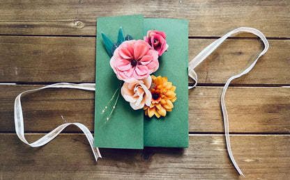 Passionate Green Floral Greeting Card|  Tri- Fold| Personal Greeting with Insert Card