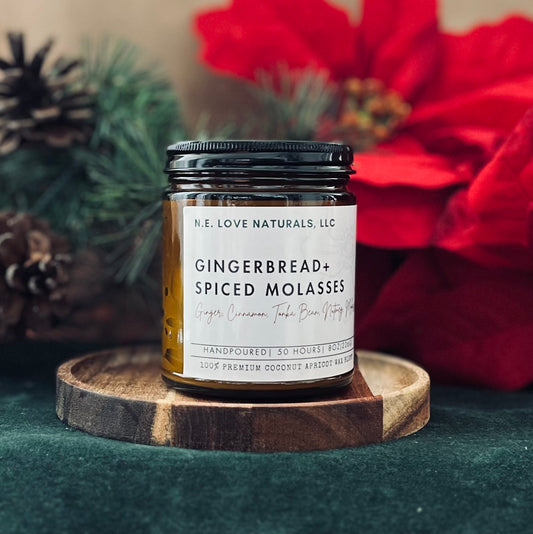Gingerbread + Spiced Molasses |Coconut Apricot Soy Candle in Amber Glass Jar