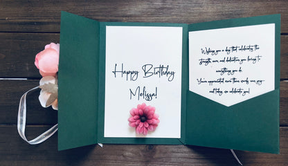 Passionate Green Floral Greeting Card|  Tri- Fold| Personal Greeting with Insert Card