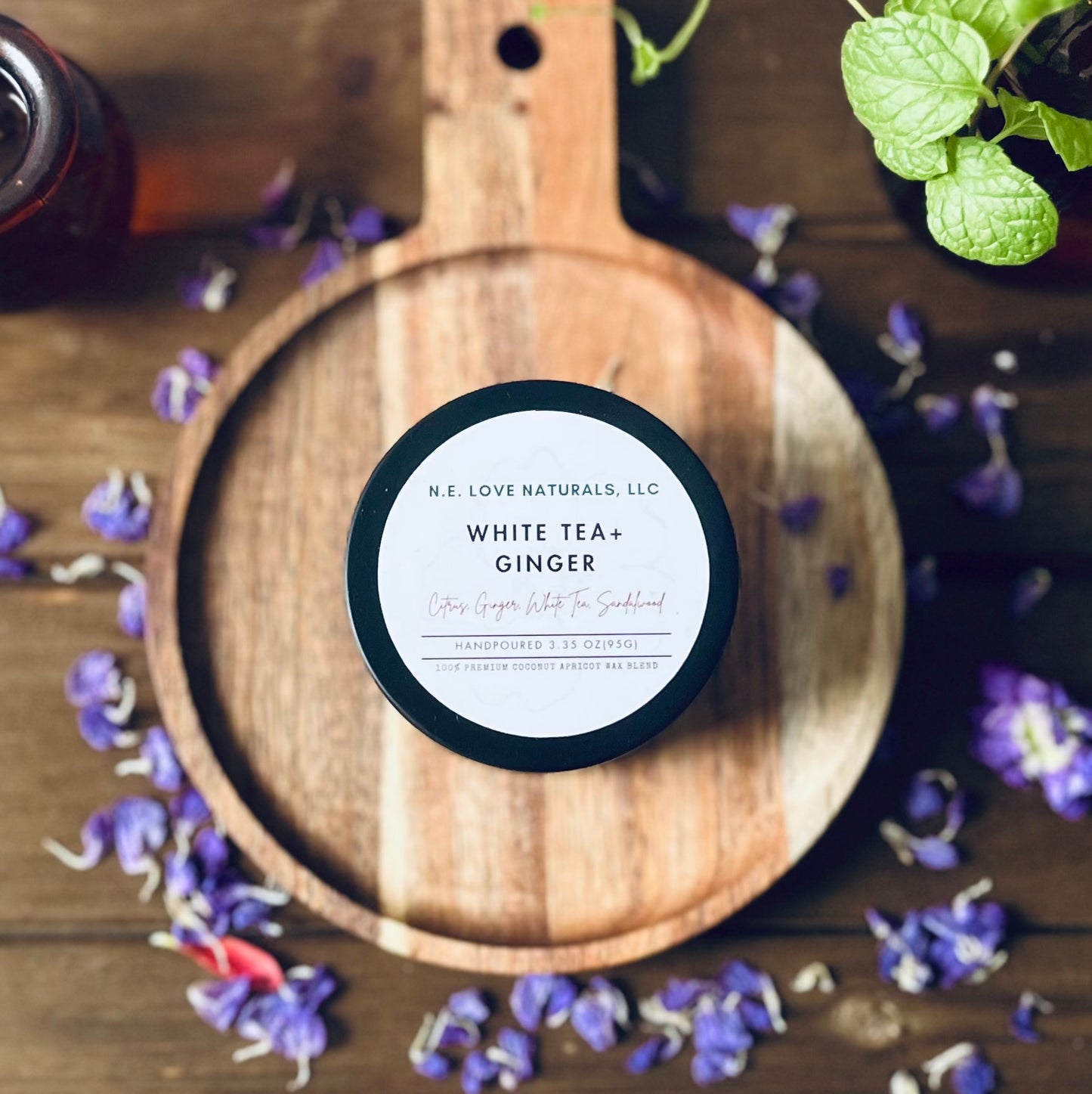 White Tea + Ginger| Coconut Apricot Soy Wax Candle in Travel Tin