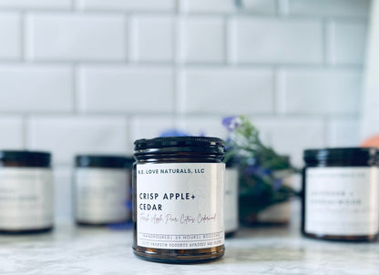 Crisp Apple+ Cedar | Coconut Apricot Soy Candle in Amber Glass Jar