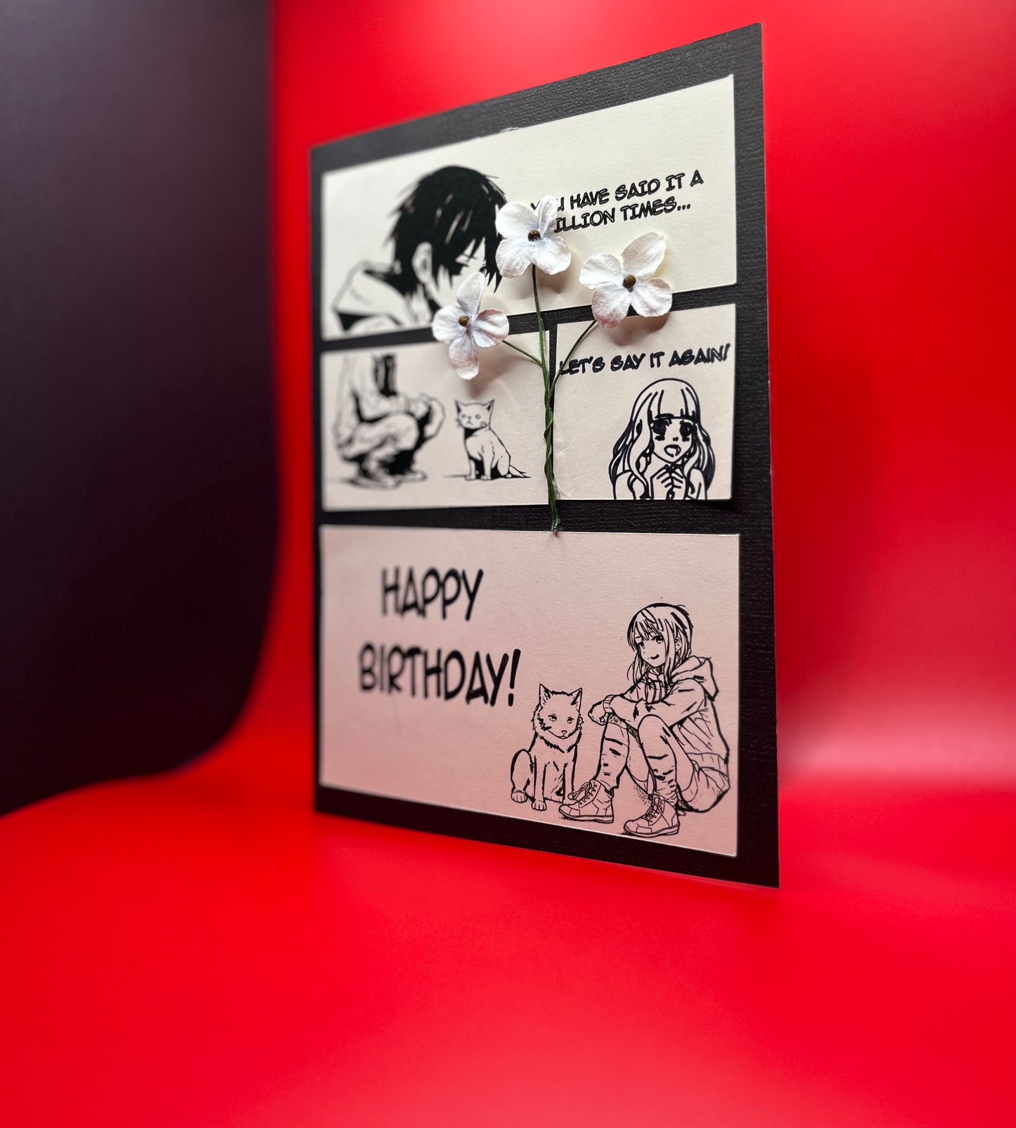 Enjoyable Anime Greeting Card| Front Cover| Personal Message| Gate Fold Envelope