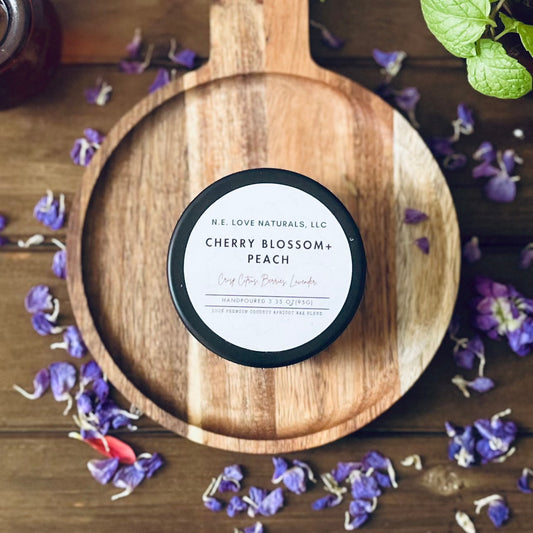 Cherry Blossom+ Peach| Coconut Apricot Soy Candle in Travel Tin