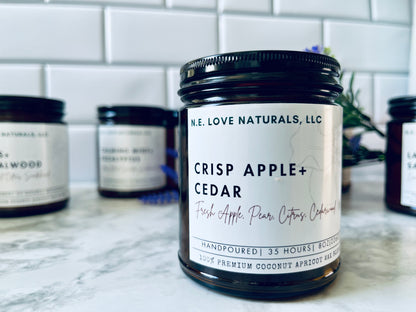 Crisp Apple+ Cedar | Coconut Apricot Soy Candle in Amber Glass Jar