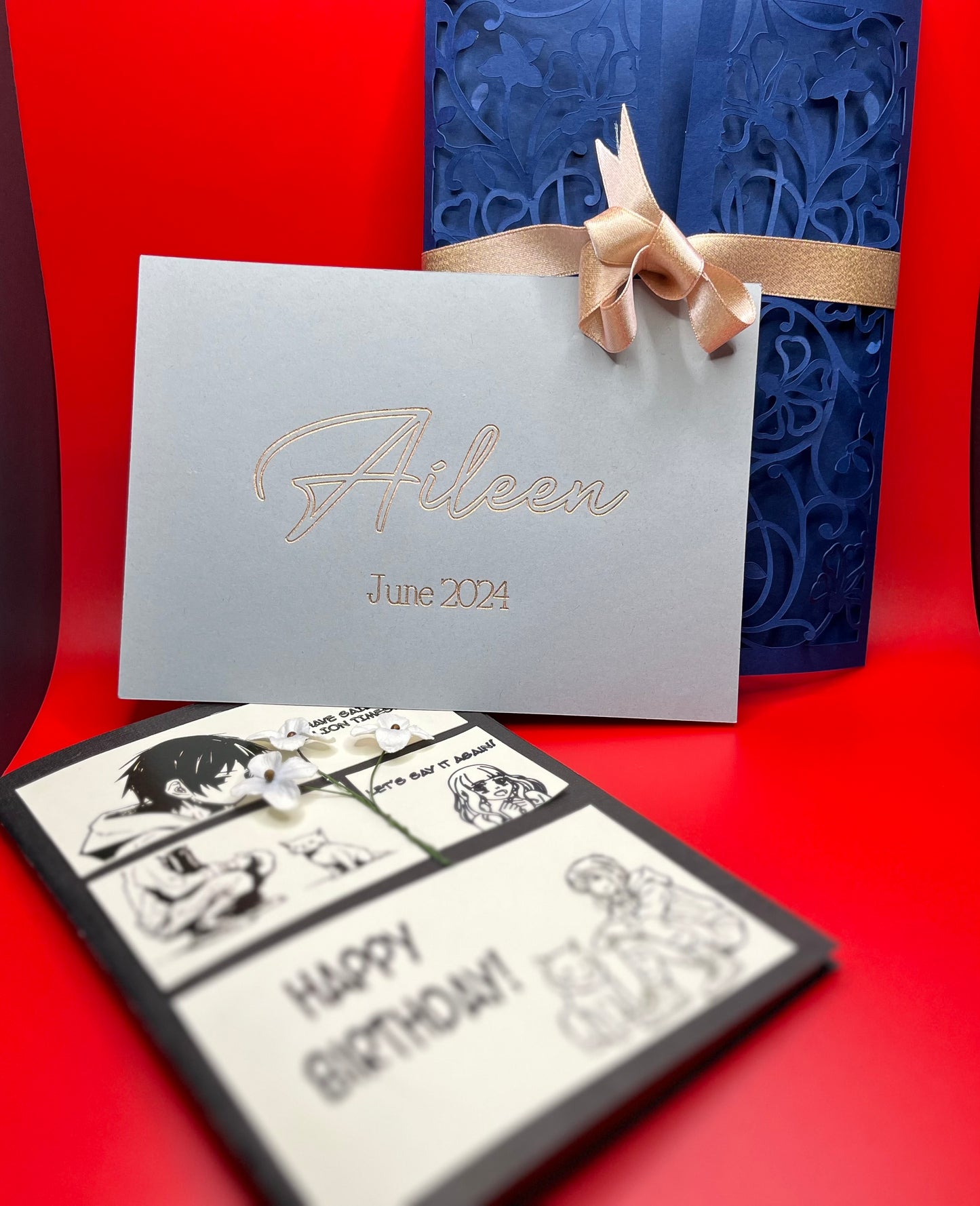 Enjoyable Anime Greeting Card| Front Cover| Personal Message| Gate Fold Envelope