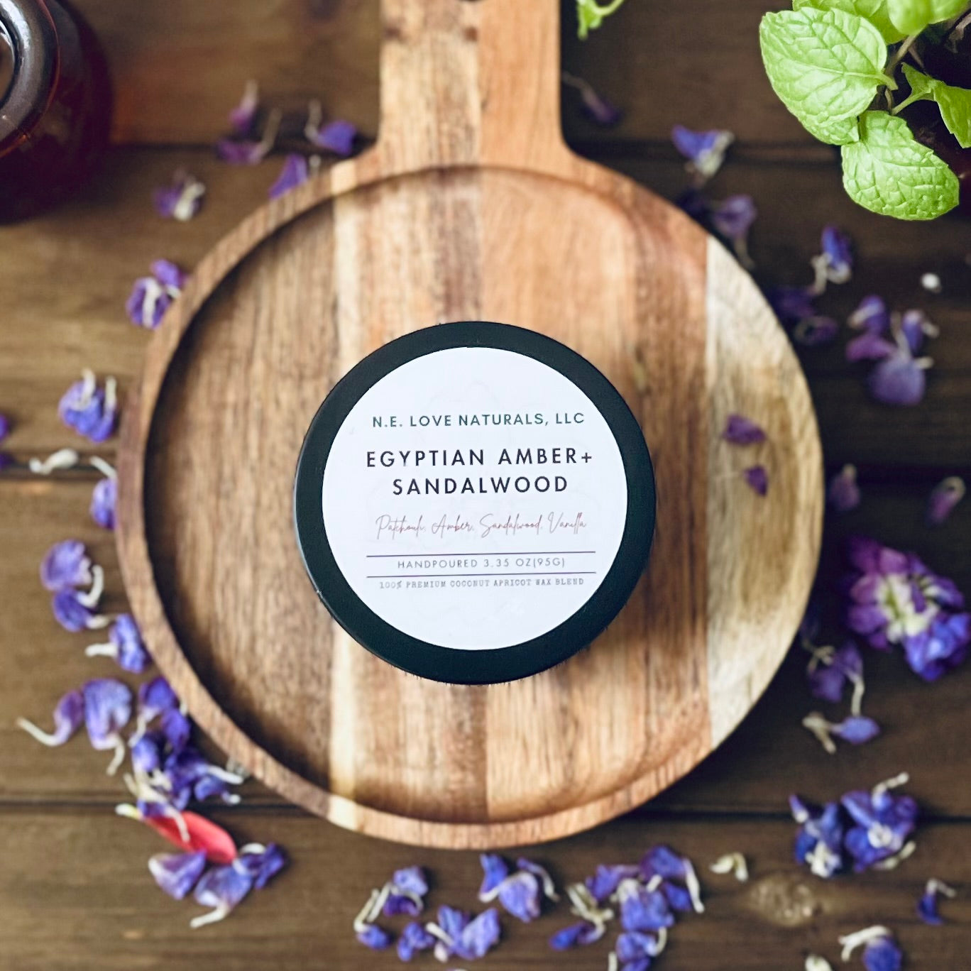 Egyptian Amber+ Sandalwood |Coconut Apricot Soy Candle in Travel Tin