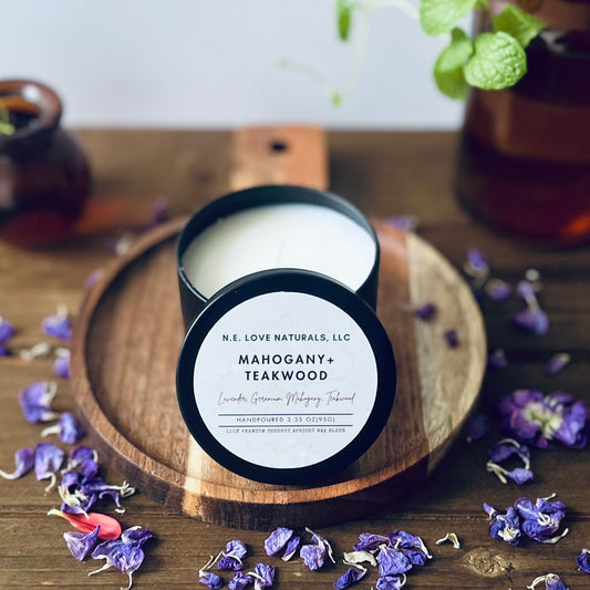 Mahogany +Teakwood|Coconut Apricot Soy Candle in Travel Tin