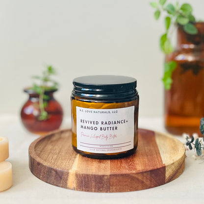 Revived Radiance Mango Body Butter | Fading Marks & Nourishing Skin | Amber Glass Jar