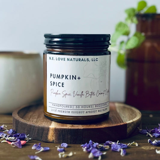 Pumpkin+ Spice |Coconut Apricot Soy Candle in Amber Glass Jar