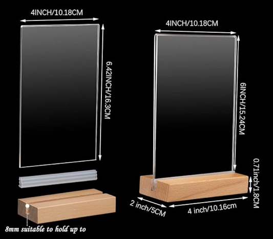 Clear Acrylic Sign Holder with Wood Base |T Shape Sign Holder| Product Display