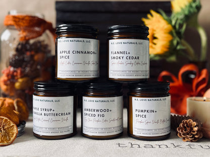 Amberwood+ Spiced Fig |Coconut Apricot Soy Candle in Amber Glass Jar| Large