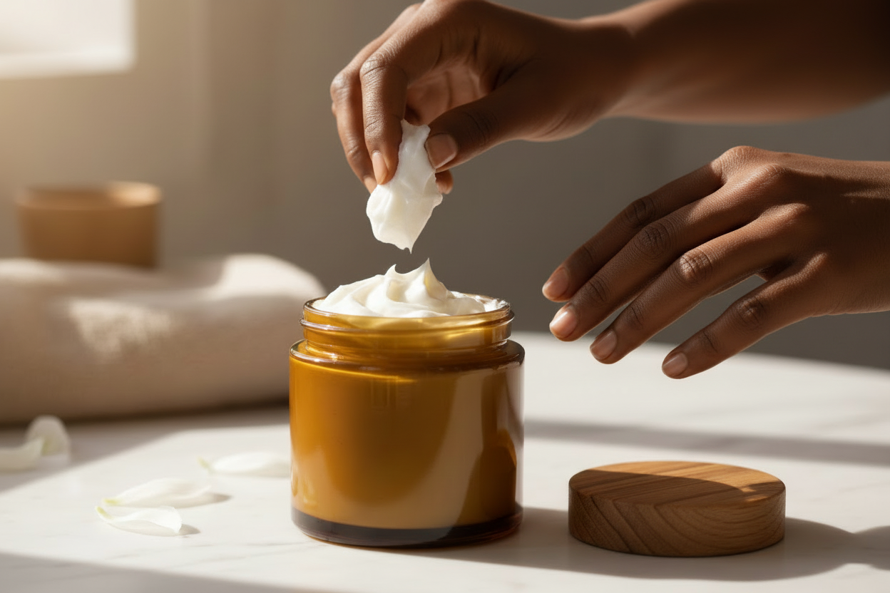 make sure it is an amber glass jar and someone rubbing it on their skin